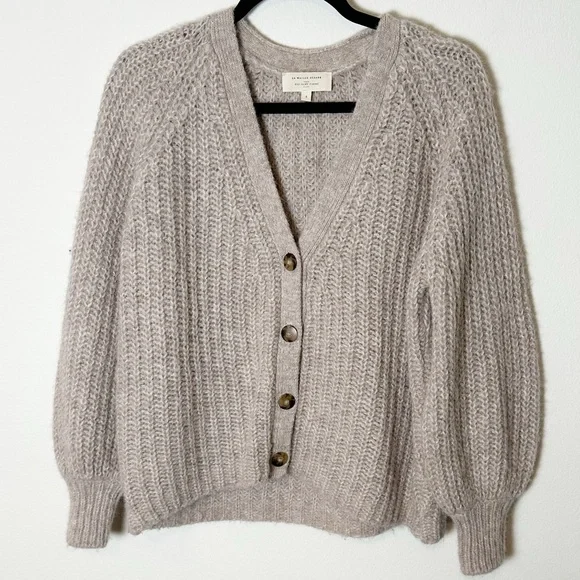 Sezane Basile Cardigan Sweater Beige Tan Oatmeal Alpaca Wool Blend Small - Picture 4 of 11
